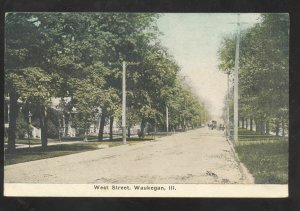 WAUKEGAN ILLINOIS WEST STREET RESTIDENCE DIRT ROAD VINTAGE POSTCARD