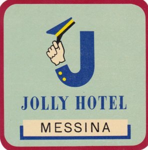 Italy Messina Jolly Hotel Vintage Luggage Label sk2294
