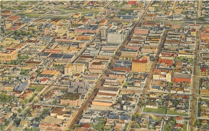 New Mexico Albuquerque Air view 1953 Southwest linen Postcard 22-8044