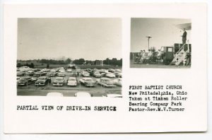 New Philadelphia OH Drive-In Baptist Church Timken RPPC Real Photo Postcard