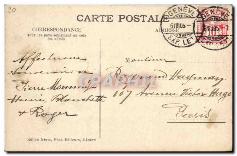 Old Postcard Switzerland Geneve A boat departure Boat