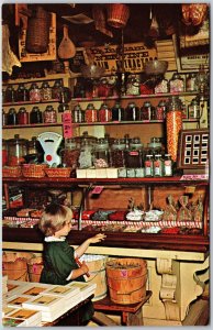 Weston Vermont VT, Popular Candy Counter, Variety of Old Times Candies, Postcard