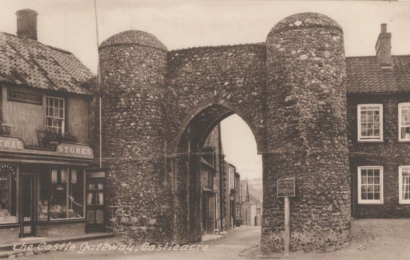 Castleacre Gate Way Village Shop Warning Sign Norfolk Postcard