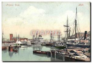Postcard Old Princes Dock Hull Boats