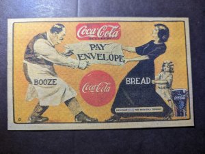 Mint 1947 USA Coca Cola Prohibition Era Postcard Pay Envelope Booze Bread