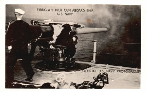 Vintage Postcard 1907 Firing A 5 Inch Gun Board Ship U.S. Navy Photograph AB&C