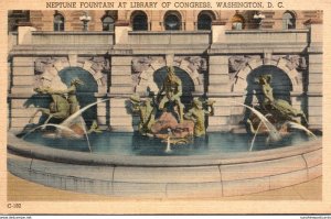 Washington D C Neptune Fountain At Library Of Congress