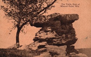 Vintage Postcard 1913 Tea Table Tree Stone East Mineral Point Wisconsin Wis.