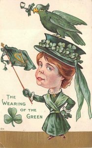THE WEARING OF THE GREEN IRELAND ST. PATRICK'S DAY EMBOSSED POSTCARD 1908