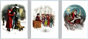 3 Repro Postcards THOMAS NAST Artist Signed CHRISTMAS GREETINGS Santa  4x6