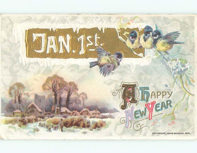 Divided-Back NEW YEAR SCENE Great Postcard W7491