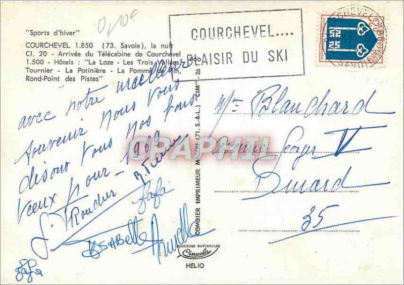 Postcard Modern Courchevel 1850 (Savoy) night Arrival Telecabine Courchevel