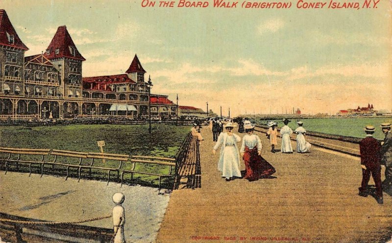 On The Board Walk (Brighton) CONEY ISLAND New York c1910s Vintage Postcard