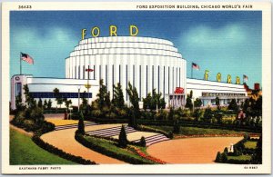 VINTAGE POSTCARD FORD EXPOSITION BUILDING AT CHICAGO WORLD'S FAIR 1933