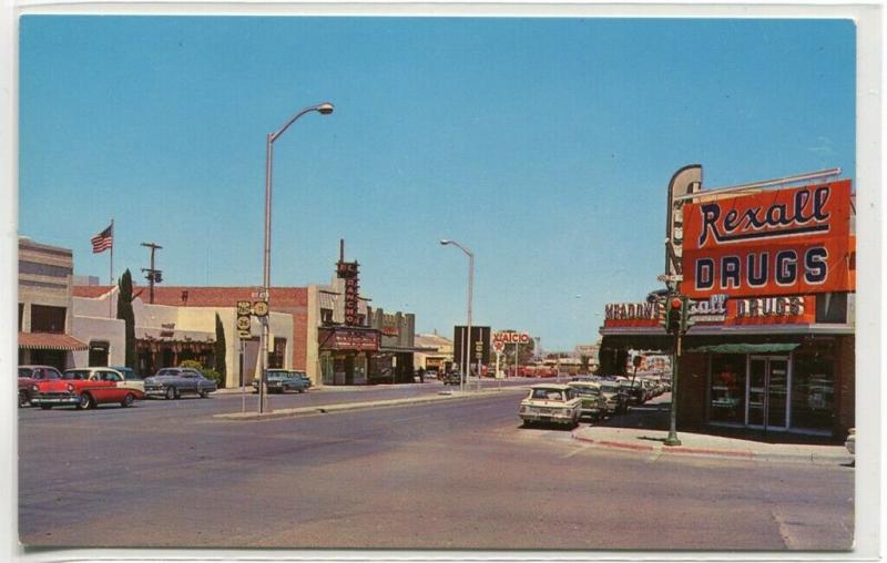 Street Scene Rexall Drug Store Highway 70 80 Deming New Mexico postcard