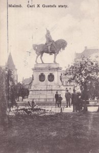 Malmo Gustafs Carl X Denkmal Monument Statue Swedish Old Postcard