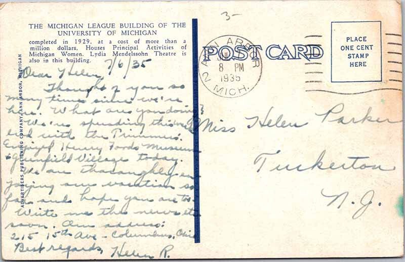 Postcard SCHOOL SCENE Ann Arbor Michigan MI AM0873