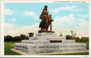 The Pioneer Woman Statue Ponca City Oklahoma OK Unused Curteich Postcard G16