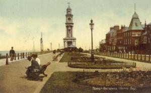 Herne Bay, Kent CLOCK TOWER GARDENS Postcard 1912