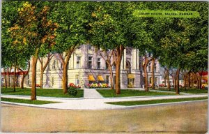 Postcard COURT HOUSE SCENE Salina Kansas KS AO4357