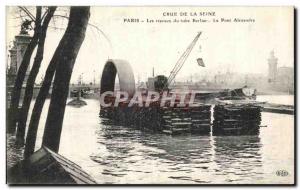 Old Postcard Crue of the Seine Paris The work of Alexandre Bertier tube Bridge