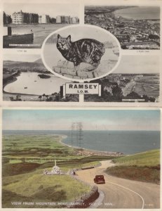 Ramsey Isle Of Man Mountain Road Classic Car 2x Old Postcard s