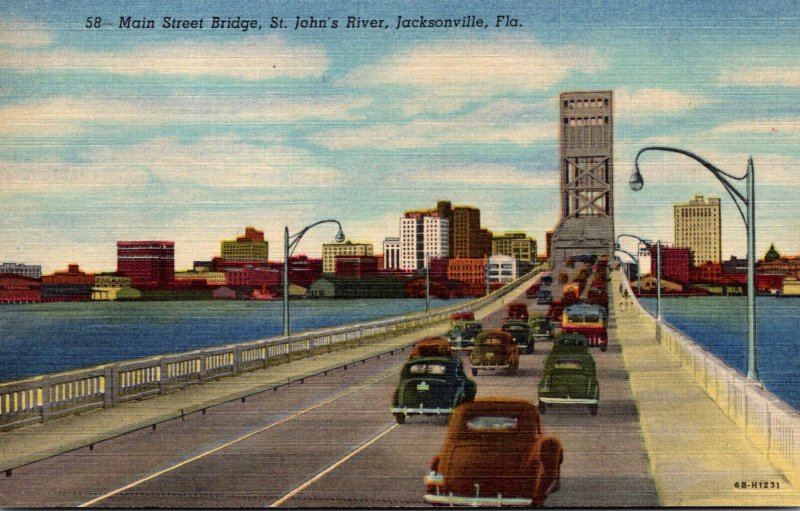 Florida Jacksonville Main Street Bridge Across St John's River Curteich