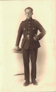 Military Soldier Portrait Real Photo Postcard World War 1 06.75