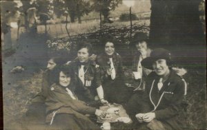 British Girl Guides Picnic Amateur Real Photo Postcard c1910