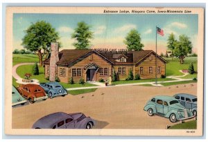 c1930's Entrance Lodge Niagara Cave Iowa Minnesota Line Cars Vintage Postcard