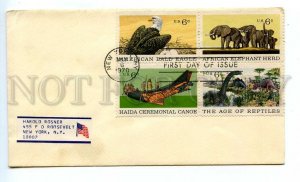 499039 USA 1970 year FDC fauna eagle elephants dinosaurs