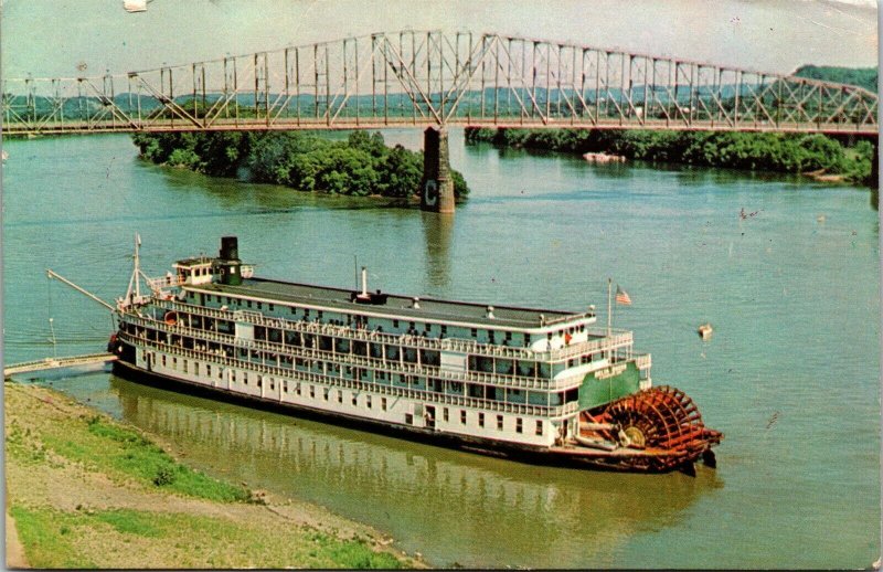 Vtg Marietta Ohio OH Delta Queen Steamboat at Landing 1974 Chrome Postcard