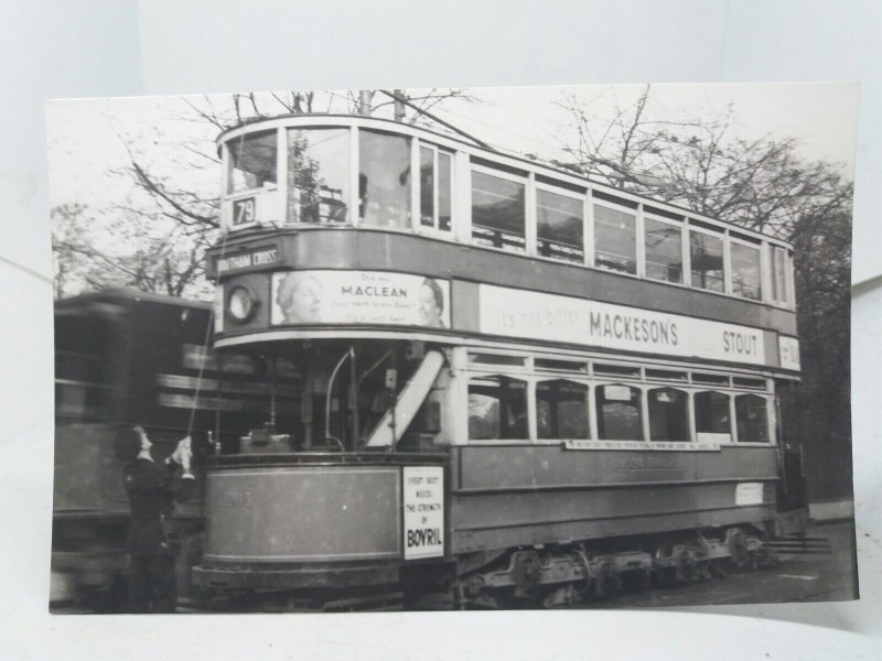Vintage Photo Driver Attending to London Tram 2203 c1937 Rt 79 Waltham Cross