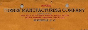 1949 Turner Manufacturing Company Statesville N.C. Saw Mills Threshers Etc 13-92