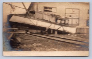 J97/ Whitehall Michigan RPPC Postcard c1910 Boat Drydock Work  401