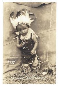 Heap Big Chief. Rice Maid real photo postcard. Northern Wisconsin. 1941