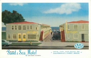 Frye Smith Long Beach California Sand Sea Motel roadside 1950s Postcard 20-11418