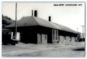 c1973 MILW Depot Hudson Iowa IA Railroad Train Depot Station RPPC Photo Postcard