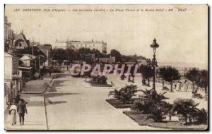 Old Postcard Arcachon The New Gardens Place Thiers and lae great Hotel