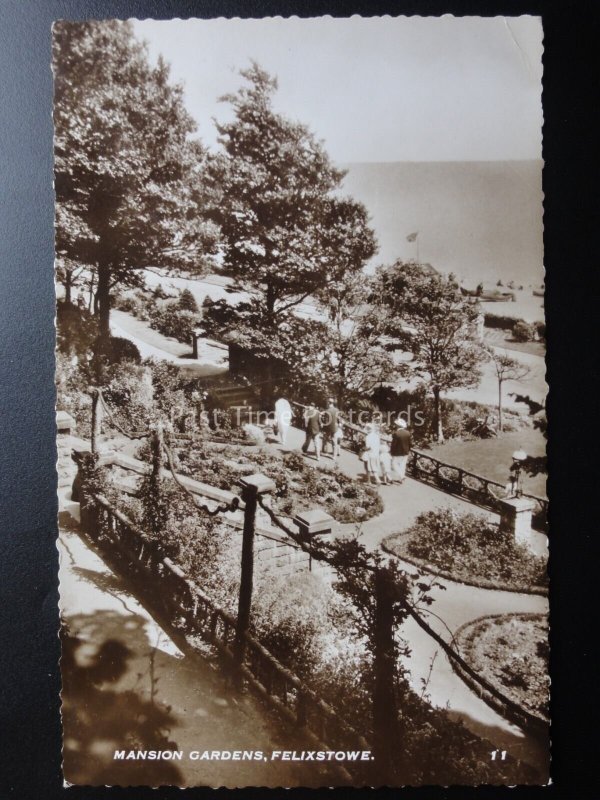 Suffolk FELIXSTOWE Mansion Gardens - Old RP Postcard