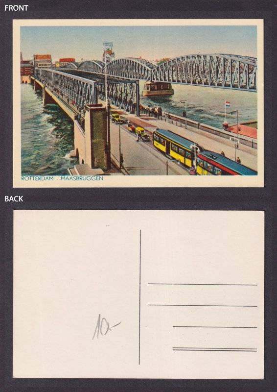 Vintage Postcard Netherlands Rotterdam Maasbruggen Bridge