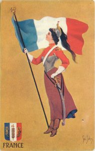 Postcard C-1905 France Patriotic flag woman undivided 24-76