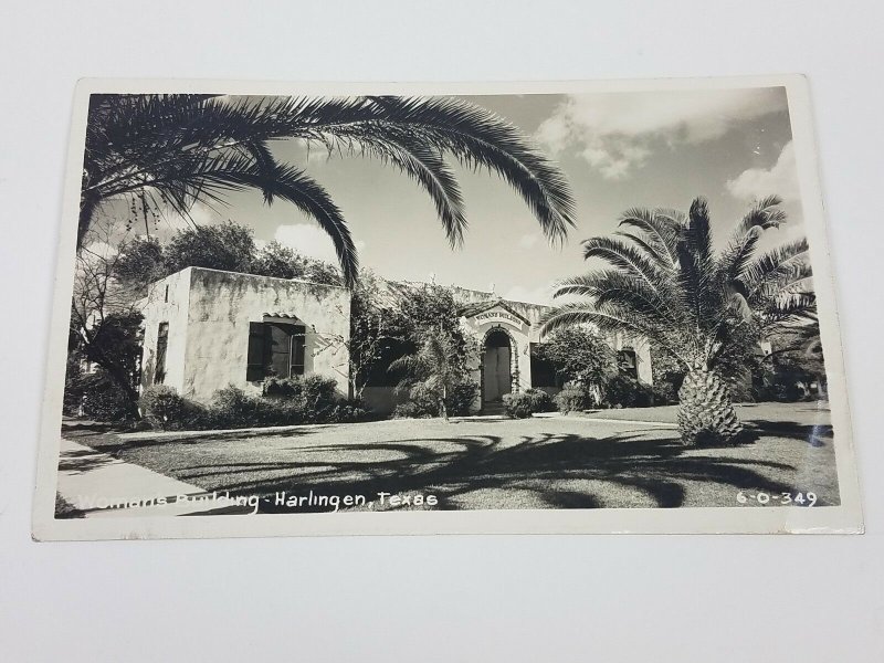 Harlingen Texas Womans Building 6-0-349 Black and White RPPC