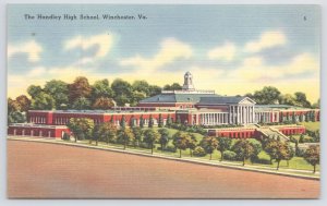 Winchester VA~Panorama The Handley High School~Gift Of Judge Jn Handley~Linen PC 