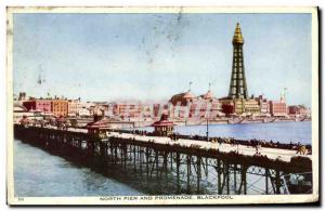 Postcard Old North Pier and Promenade Blackpool