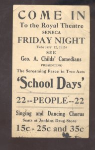 THE ROYAL THEATRE SCHOOL DAYS SHOW VINTAGE ADVERTISING POSTCARD