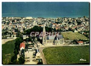 Postcard Moderne St Aubin sur Mer Vue Generale Aerienne L & # 39Eglise SNCF c...