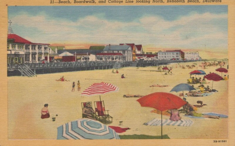 Postcard Beach Boardwalk + Cottage Line Rehoboth Beach DE Delaware