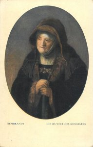 Fine art postcard painting Rembrandt - The artist's mother