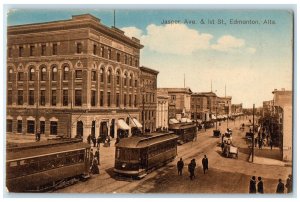 1917 Jasper Avenue & 1st Street Edmonton Alberta Canada Trolley Car Postcard